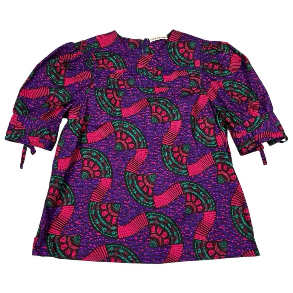 Ulla Johnson Top Puff Sleeve Romantic Art Print Etta Blouse Womens Size 4